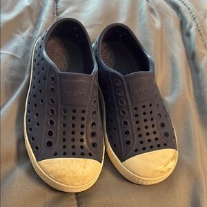 Navy Slip-On Shoes with White Soles
